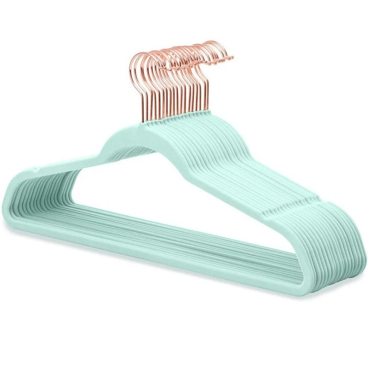mint green velvet hangers Wood hanger supplier china